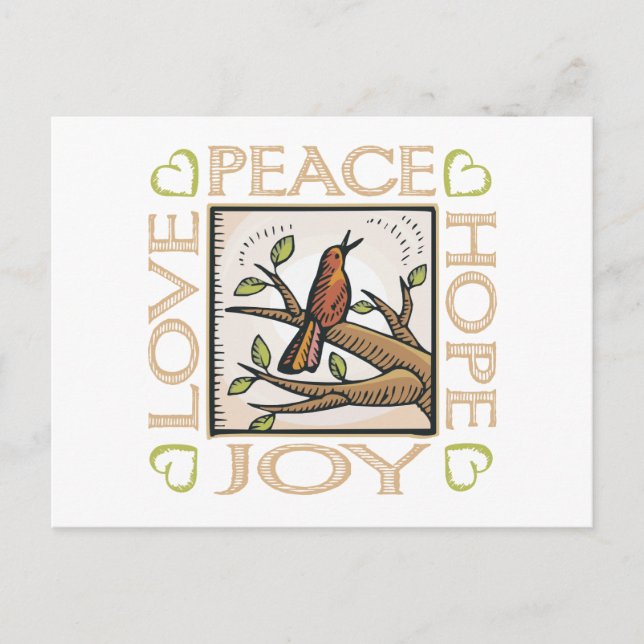 Love, Peace, Hope, Joy Holiday Postcard (Front)