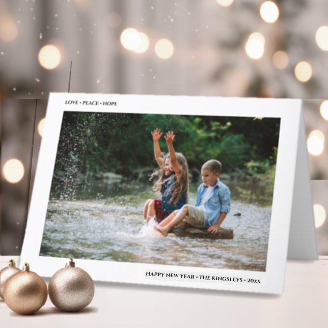 Love Peace Hope | Minimalist Happy New Year Photo Holiday Card (Creator Uploaded)