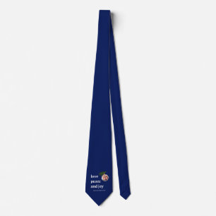 Love Peace Joy Christmas Family Photo Navy Blue Tie