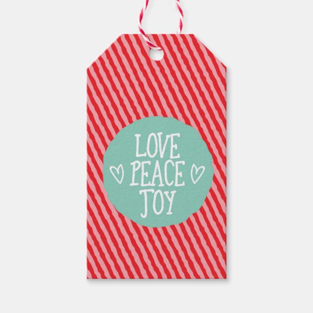 Love Peace Joy Christmas gift tags (Front)