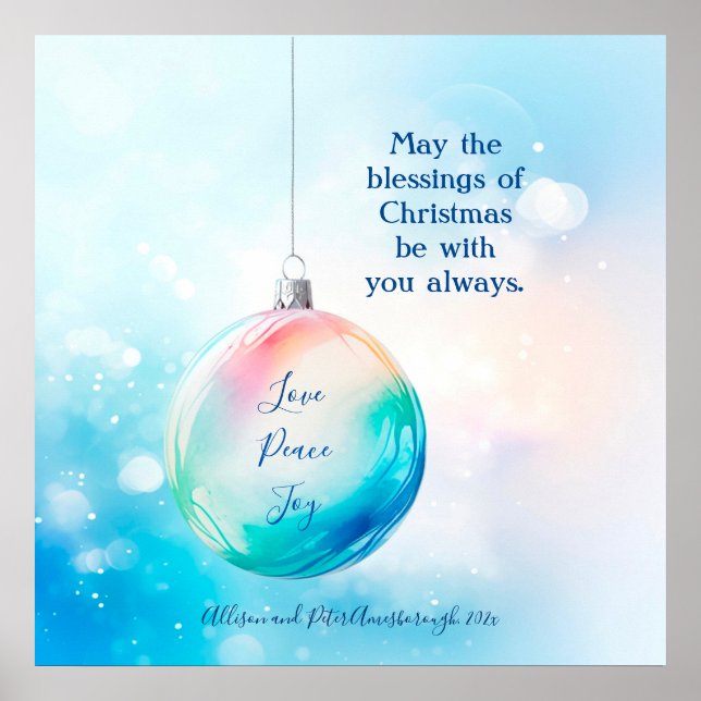 "Love Peace Joy" Christmas Ornament  Poster (Front)