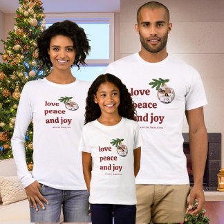 Love Peace Joy Christmas Photo Men Burgundy Red Sweatshirt