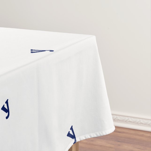 Love Peace Joy Christmas Typography Navy Blue Tablecloth (In Situ)
