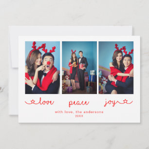 Love Peace Joy Cute Photo Collage Christmas Holiday Card