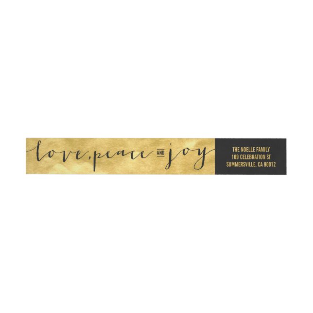 Love Peace Joy Gold Foil Holiday Address Label (Individual)