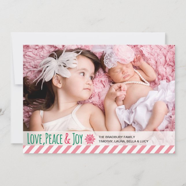 Love Peace Joy | Holiday Photo Greeting (Front)