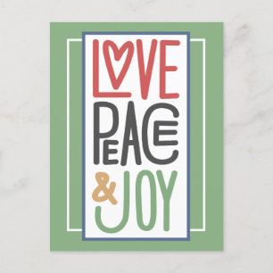 Love Peace & Joy Holiday Postcard