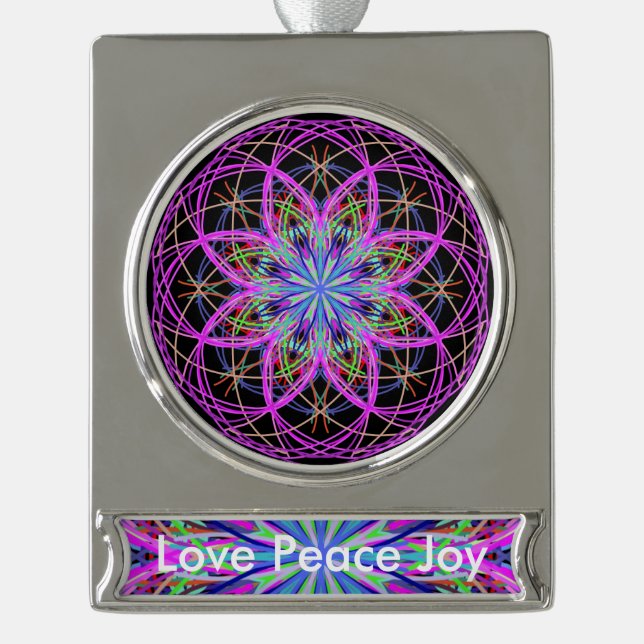 Love Peace Joy Kaleidoscope Mandala Ornament (Front)