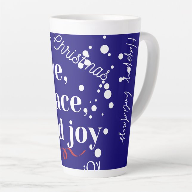 Love Peace Joy Latte Mug (Right Angle)