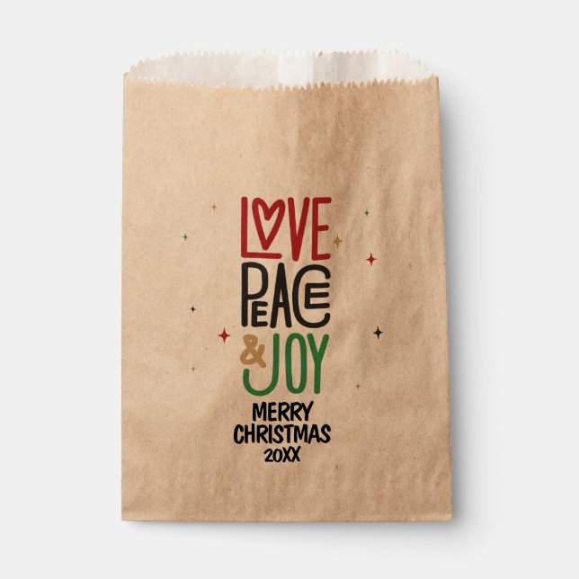 Love, Peace, & Joy - Merry Christmas 20XX Favour Bags (Front)