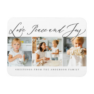 Love Peace & Joy Modern Chic Photo Holiday Magnet