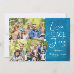 Love Peace Joy Modern Elegant Family Photo Holida Holiday Card