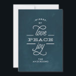 LOVE PEACE JOY Navy Chalk Holiday Christmas Card<br><div class="desc">LOVE PEACE JOY to you Holiday Christmas Card Navy Chalk and white.</div>