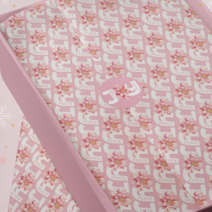 Love Peace Joy Pink Poinsettia Christmas Pattern Tissue Paper