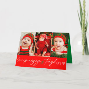 Love Peace Joy Tiny Kisses Baby's 1st Christmas Holiday Card