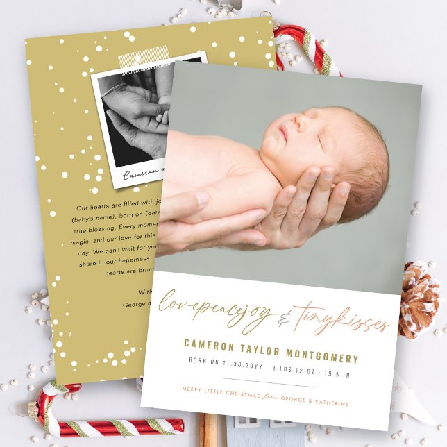 Love Peace Joy Tiny Kisses Baby's 1st Christmas Holiday Card (Creator Uploaded)