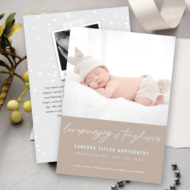 Love Peace Joy Tiny Kisses Baby's 1st Christmas Holiday Card (Creator Uploaded)