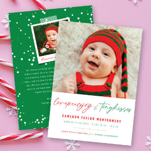 Love Peace Joy Tiny Kisses Baby's 1st Christmas Holiday Card
