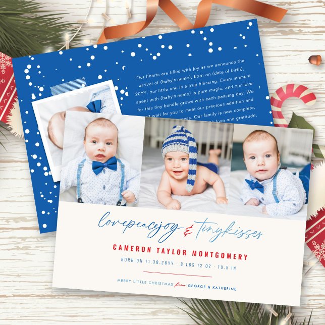 Love Peace Joy Tiny Kisses Baby's 1st Christmas Holiday Card (Creator Uploaded)