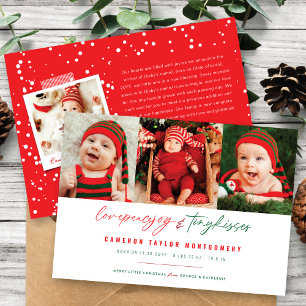 Love Peace Joy Tiny Kisses Baby's 1st Christmas Holiday Card