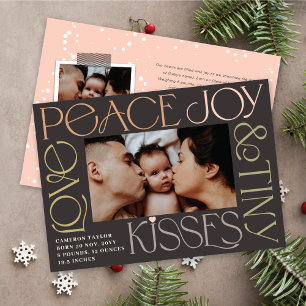 Love Peace Joy Tiny Kisses Baby's 1st Christmas Holiday Card