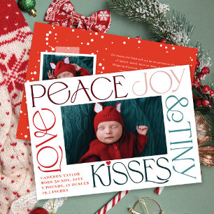 Love Peace Joy Tiny Kisses Baby's 1st Christmas Holiday Card