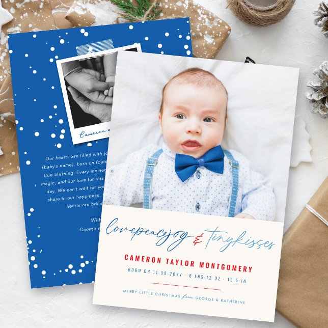 Love Peace Joy Tiny Kisses Baby's 1st Christmas Invitation (Creator Uploaded)