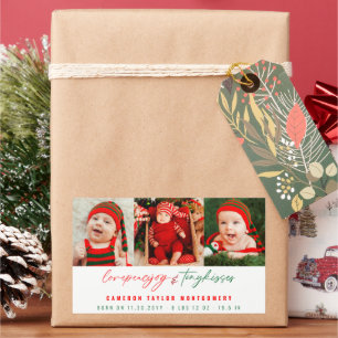 Love Peace Joy Tiny Kisses Baby's 1st Christmas Rectangular Sticker