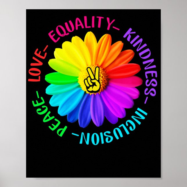 Love Peace Kindness Inclusion Peace Sign Daisy (Front)