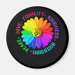 Love Peace Kindness Inclusion Peace Sign Daisy Magnet
