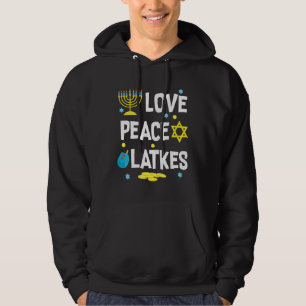Love Peace Latkes Hanukkah Chanukah Jewish Hoodie