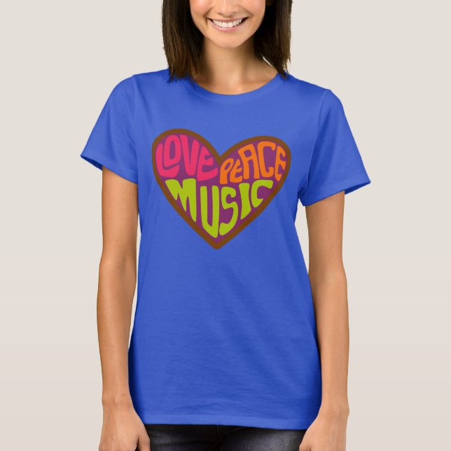 love peace music Hippie Heart tie dyed t-shirt (Front)