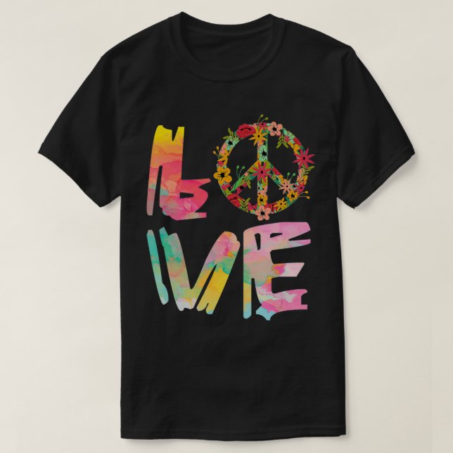 Love & Peace peace sign colorful  T-Shirt (Design Front)