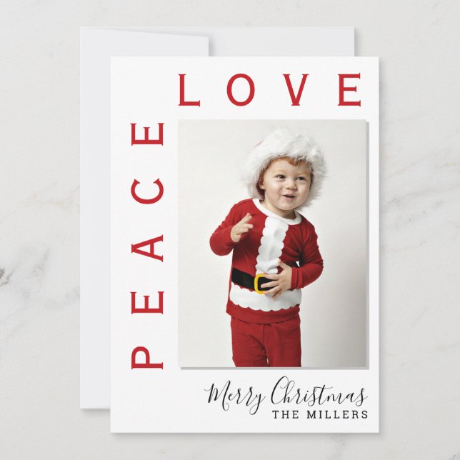 Love Peace Photo Christmas Holiday Card (Front)
