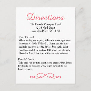 Love & Peace Pink Floral Wedding Directions Card
