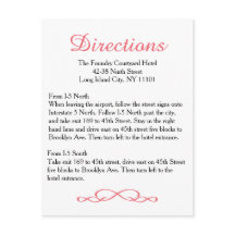 Love & Peace Pink Floral Wedding Directions Card