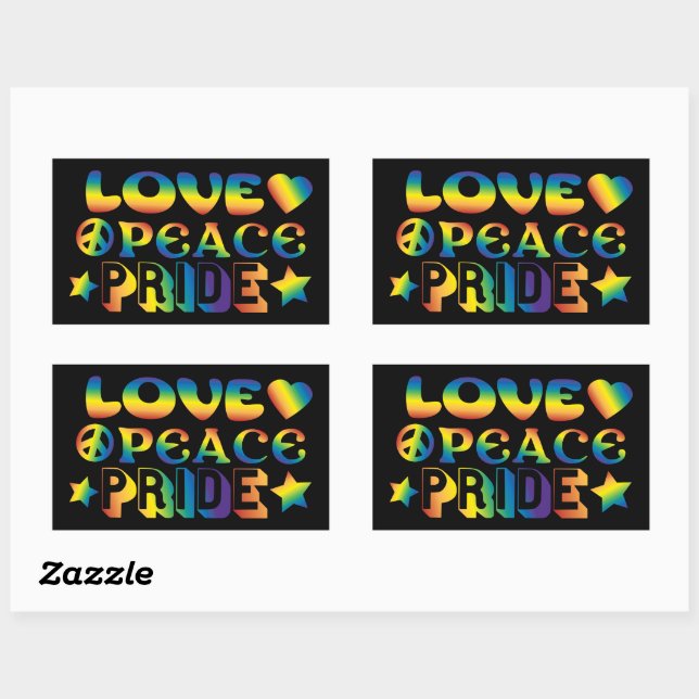 Love Peace Pride Rectangular Sticker (Sheet)