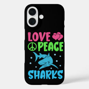 Love Peace Sharks Cute Sea Animals Sharks Lover  iPhone 16 Case
