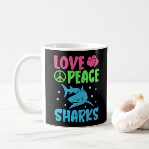 Love Peace Sharks Cute Sea Animals Sharks Lover Coffee Mug