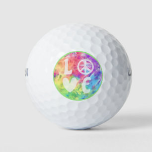 Love Peace Sign Heart Fun Pastel Rainbow Tie Dye Golf Balls