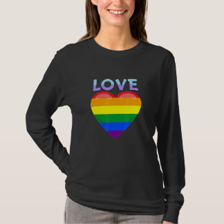 Love Peace Sign With Rainbow Colours Lgbt Lesbian  T-Shirt