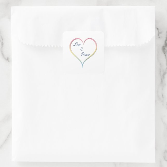 Love & Peace Square Sticker (Bag)