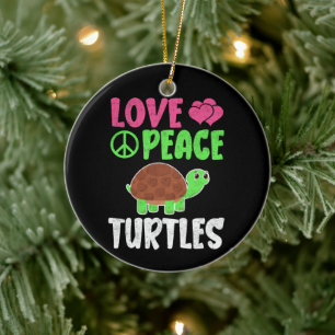 Love Peace Turtles Cute Zoo Animals Turtles Lover Ceramic Tree Decoration