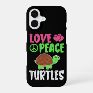 Love Peace Turtles Cute Zoo Animals Turtles Lover iPhone 16 Case