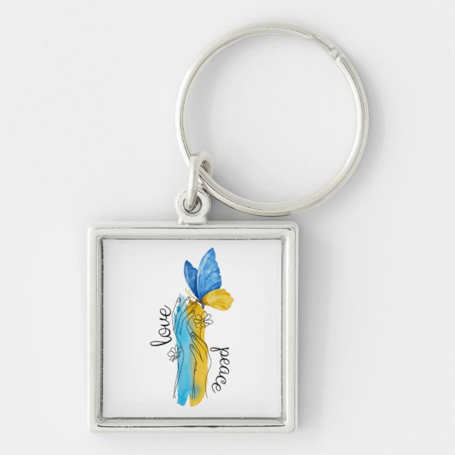 Love, Peace Ukraine Key Ring (Front)