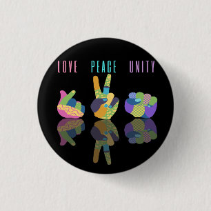 Love Peace Unity Hand Sign   3 Cm Round Badge
