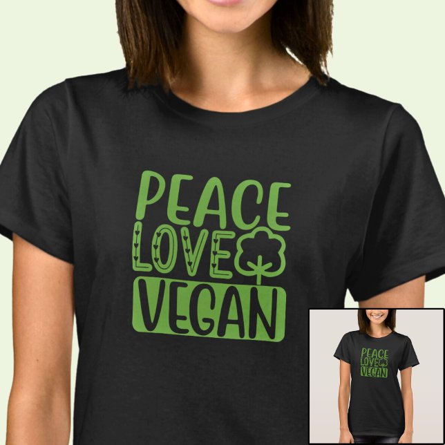 Love Peace Vegan - on Dark Colour T-Shirt (Creator Uploaded)