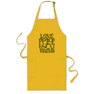 Love Peace Vegan Slogan Vegetarian Funny  Long Apron
