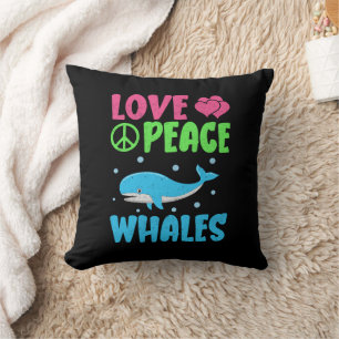 Love Peace Whales Cute Sea Animals Whale Lover Cushion