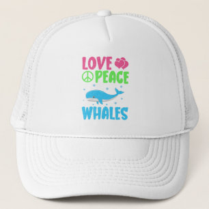 Love Peace Whales Cute Sea Animals Whale Lover Trucker Hat